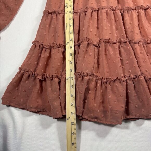 Altard State Dress Womens Small Rose Swiss Dot Cottage Ruffle Zip Up Flowy Gauzy - Picture 7 of 14